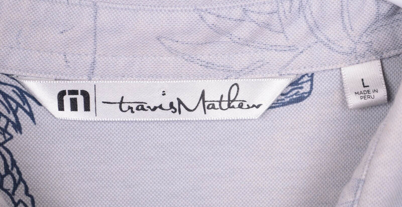 Travis Mathew Men's Sz Large Drinks Pattern Gray Golf Polo Shirt