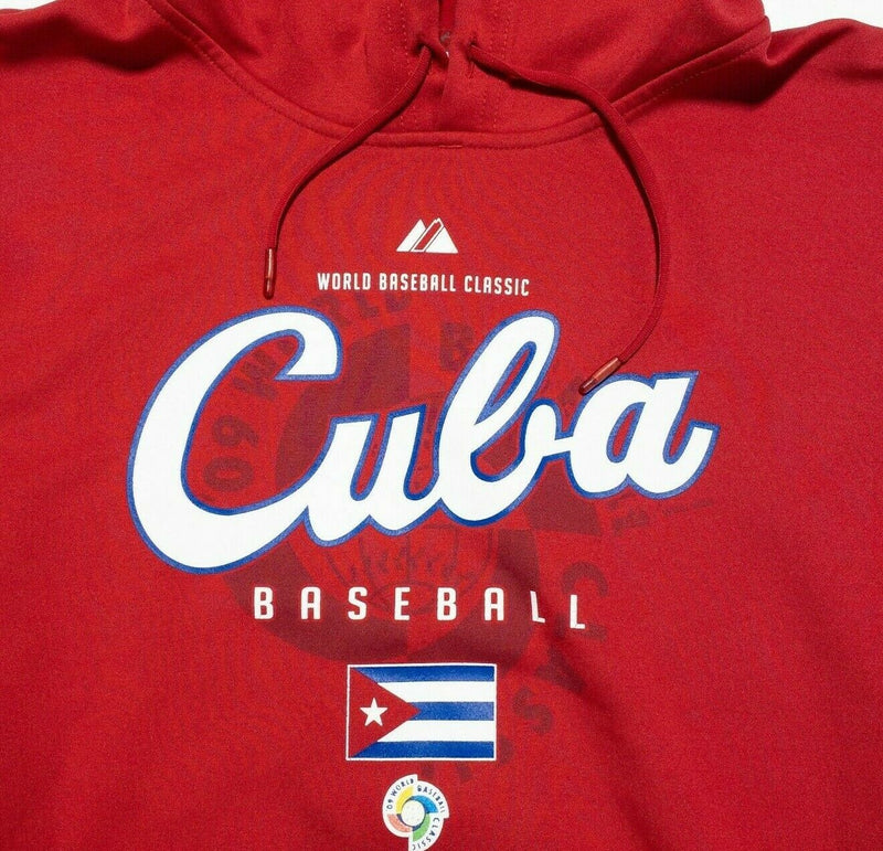 Cuba Men's Large/XL World Baseball Classic 2006 Red Majestic Thermabase Hoodie