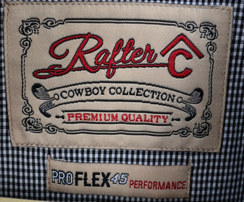 Rafter C Men's Large Pearl Snap Blue Check Cowboy Western Rockabilly Shirt