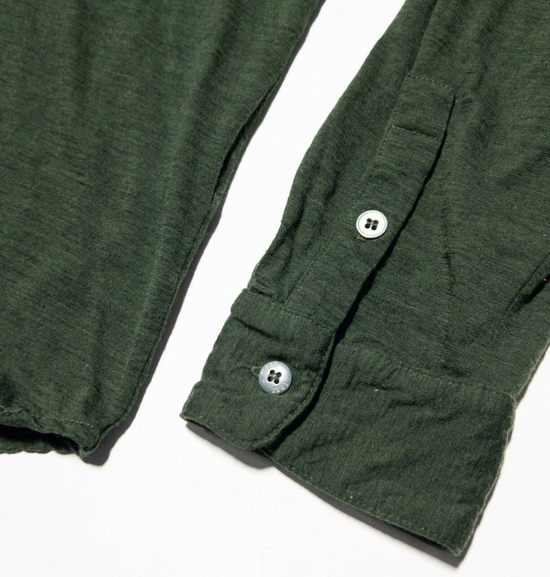 Ibex Merino Wool Button-Front Long Sleeve Shirt Green Men's XL HOLES