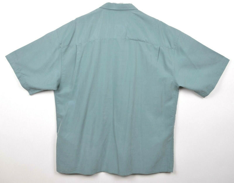 Bamboo Cay Men's Sz XL Rayon Blend Embroidered Bamboo Turquoise Hawaiian Shirt