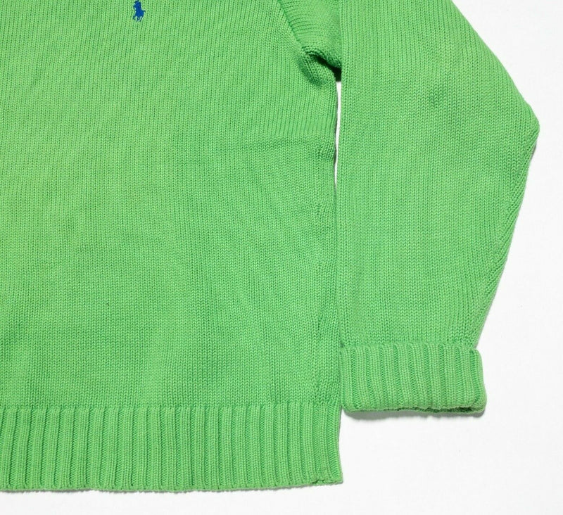 Polo Ralph Lauren Knit Sweater Crew Neck Lime Green Pullover Men's Large