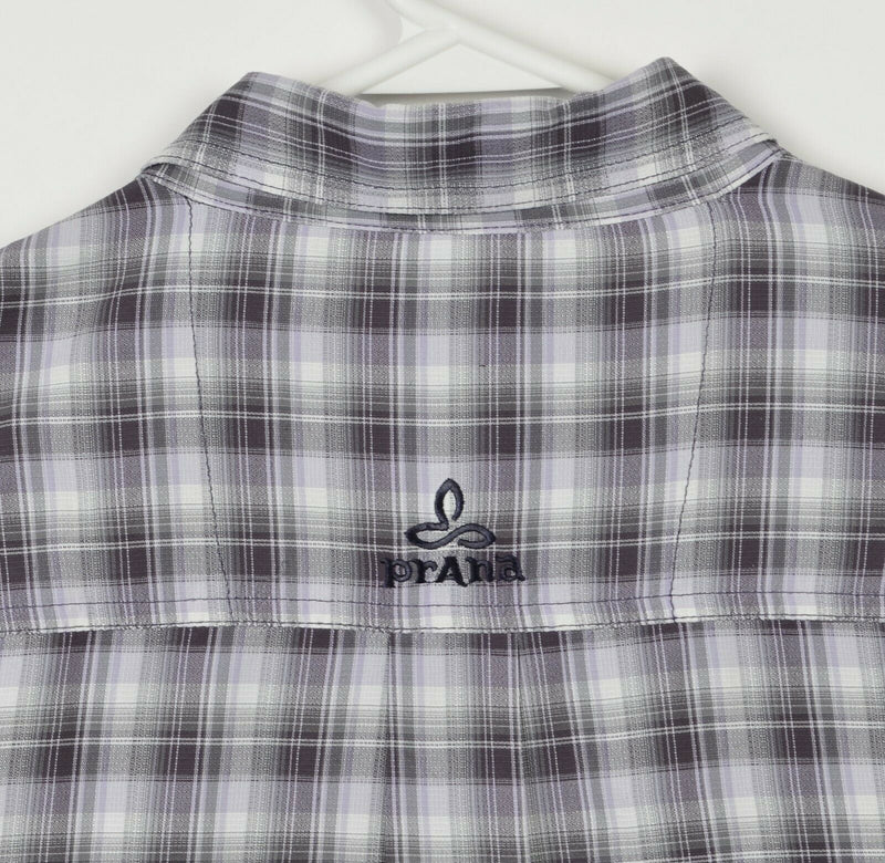 Prana Men's XL Nylon Purple Gray Hiking Fishing Casual Button-Front Shirt