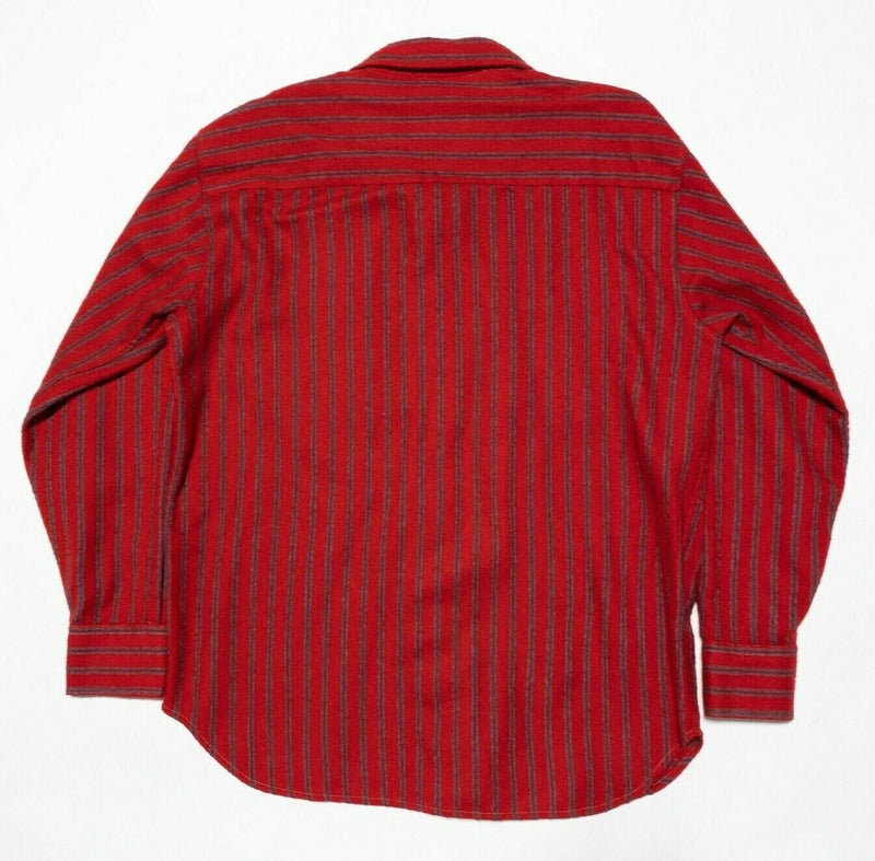 Arrow Dover Shirt Men's Large Vintage Wool Flannel Red Striped Long Sleeve
