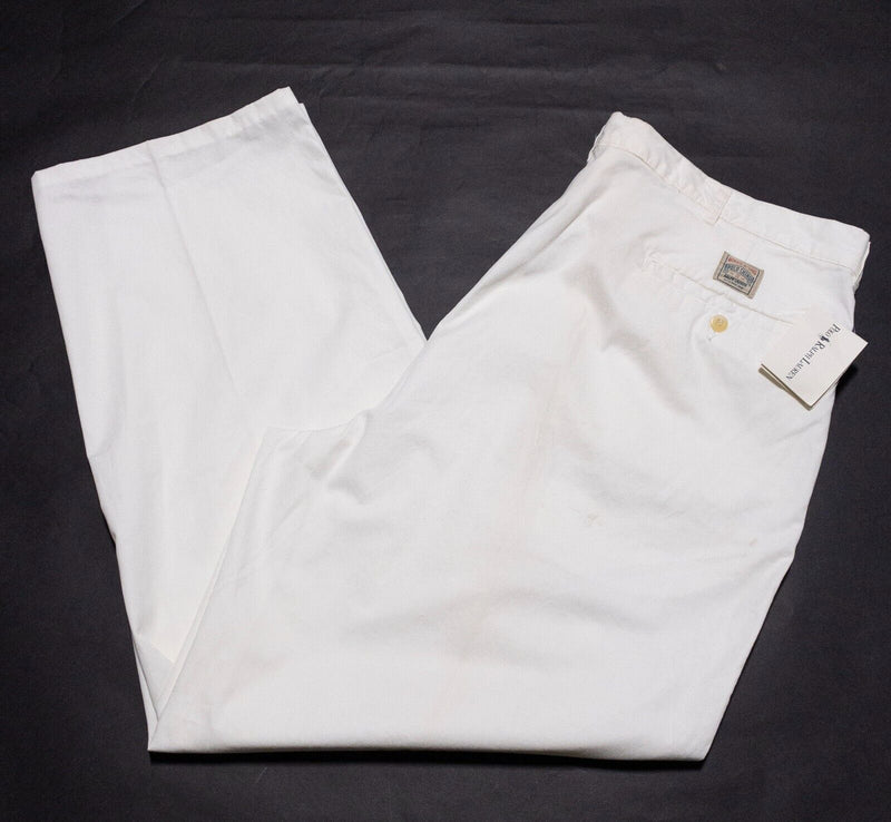 Polo Ralph Lauren Chino Pants Men's 40x34 Vintage Pleated Preppy Vintage White