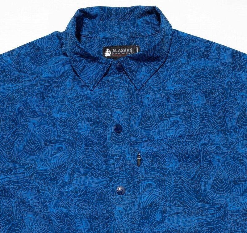 Alaskan Hardgear Shirt Large Men's Snap-Front Blue Geometric Duluth Trading