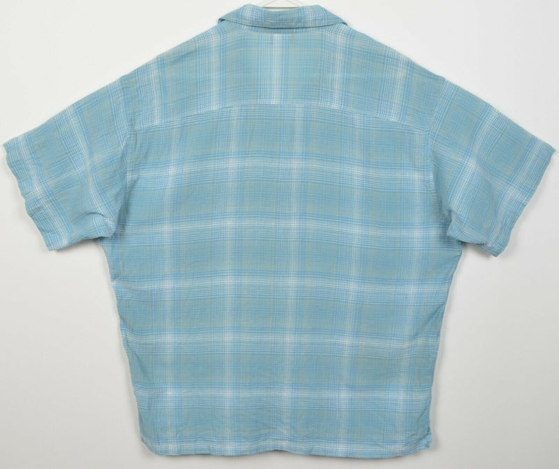 Patagonia Men's Medium Blue/Green Plaid Hiking Outdoor A/C Yarn-Dye Shirt 52918