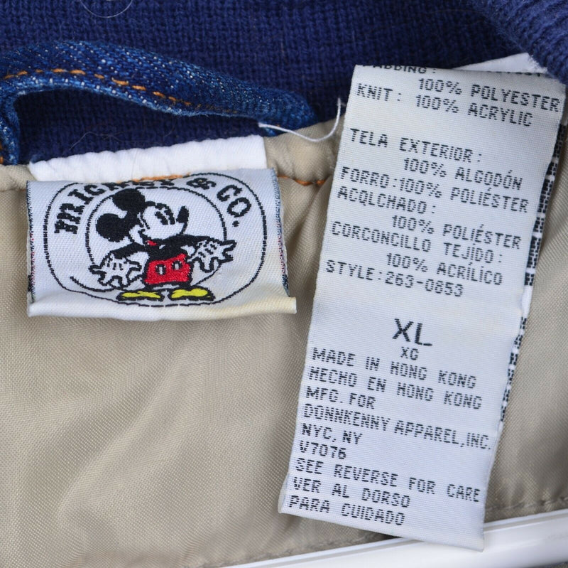 Vintage 90s Mickey & Co Men's XL Denim Snap Embroidered Disney Bomber Jacket