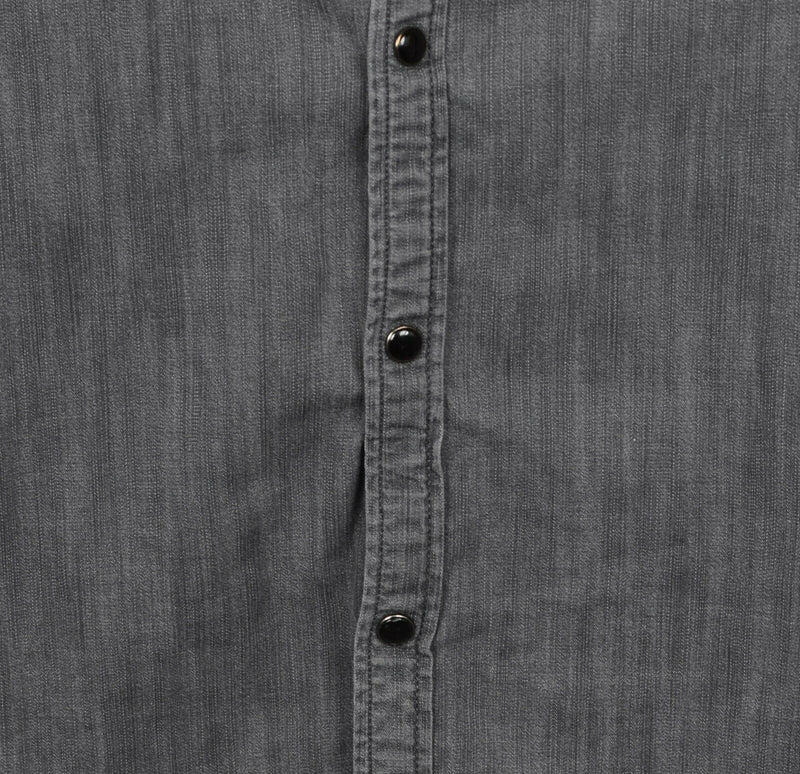 J. Lindeberg Denim Men's XL Pearl Snap Gray Western Casual Long Sleeve Shirt