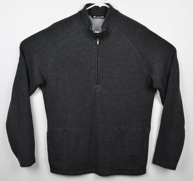 Travis Mathew Men's Medium 1/4 Zip Heather Gray Pullover Golf Fleece Sweatshirt