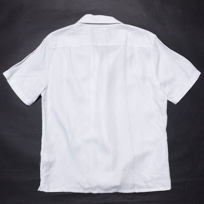 John Varvatos Collection Linen Shirt Men's Large Loop Collar Solid White Danny
