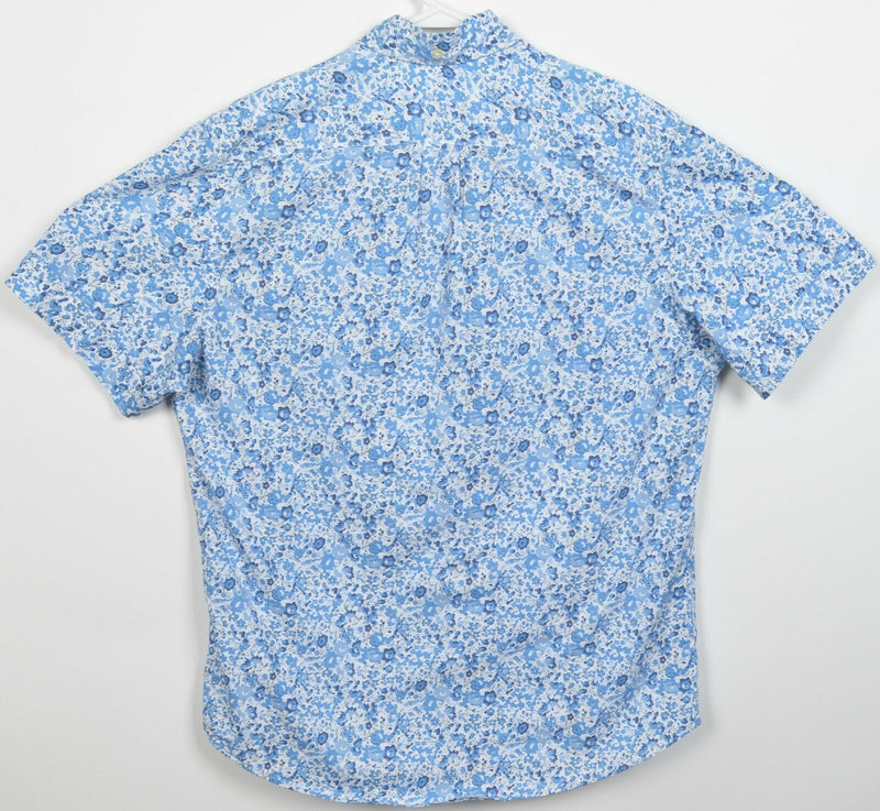 Kennington Men's Large Blue Floral Graphic Print Button-Down Shirt