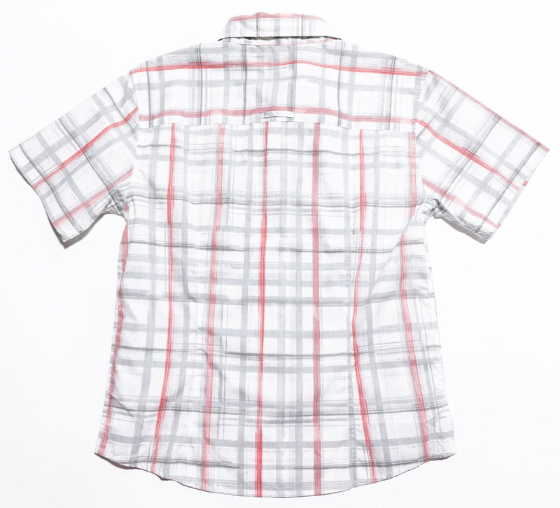 Oakley Shirt Men's Medium Slim Fit Y2K Button-Up Gray Red Plaid Short Sleeve