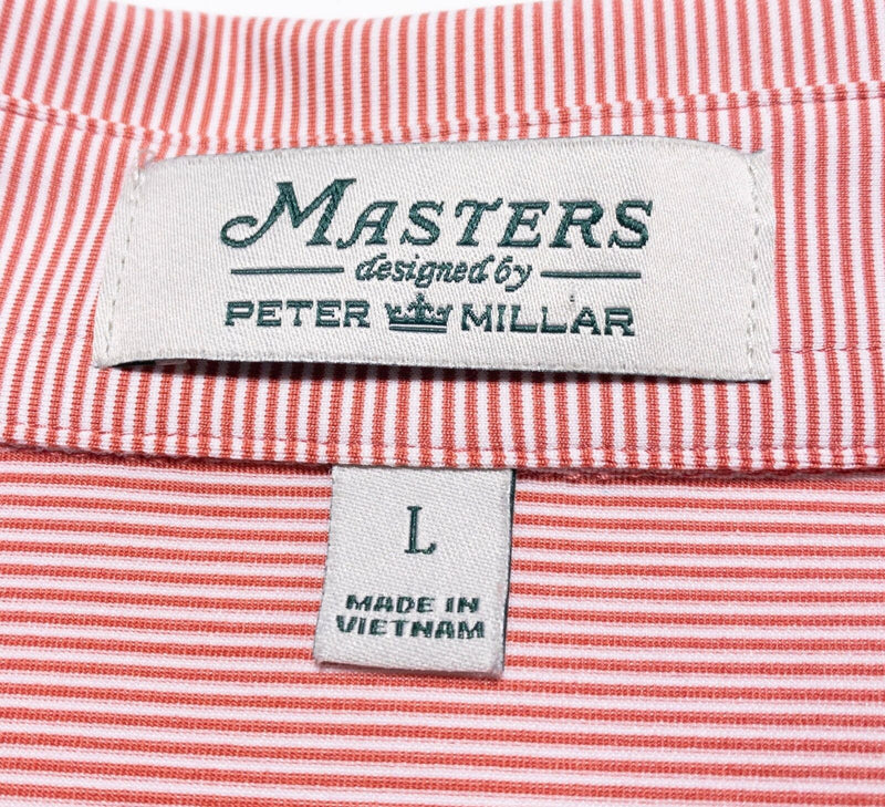 Masters Peter Millar Polo Shirt Men's Large Golf Red Striped Wicking Augusta