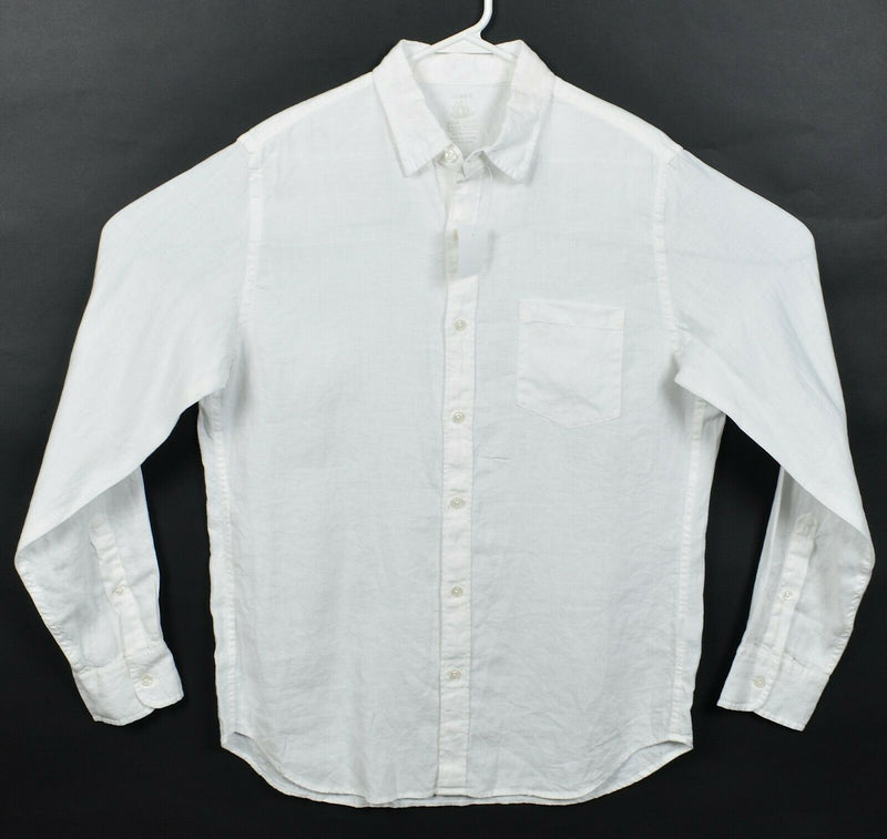 J. Crew Men's Medium Irish Linen Baird McNutt Solid White Boho Button-Down Shirt