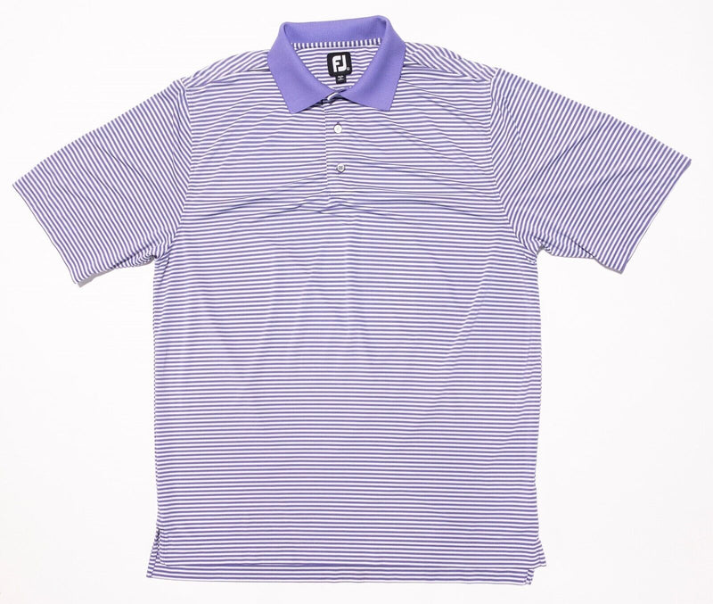 FootJoy Golf Polo Large (Fits XL) Men's Purple White Striped Wicking Stretch