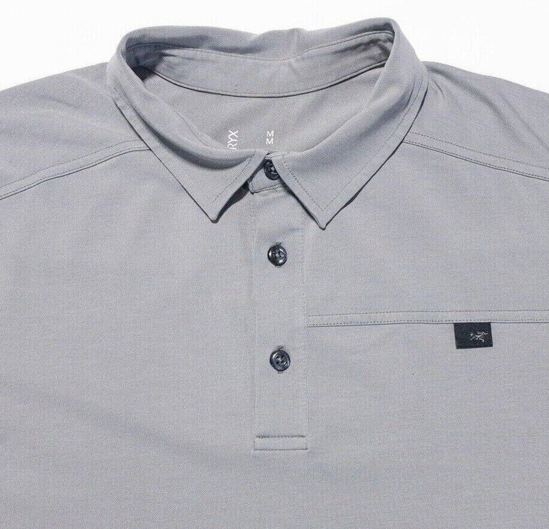 Arc'teryx Captive Polo Medium Men's Shirt Gray LOGO Cotton Blend Stretch