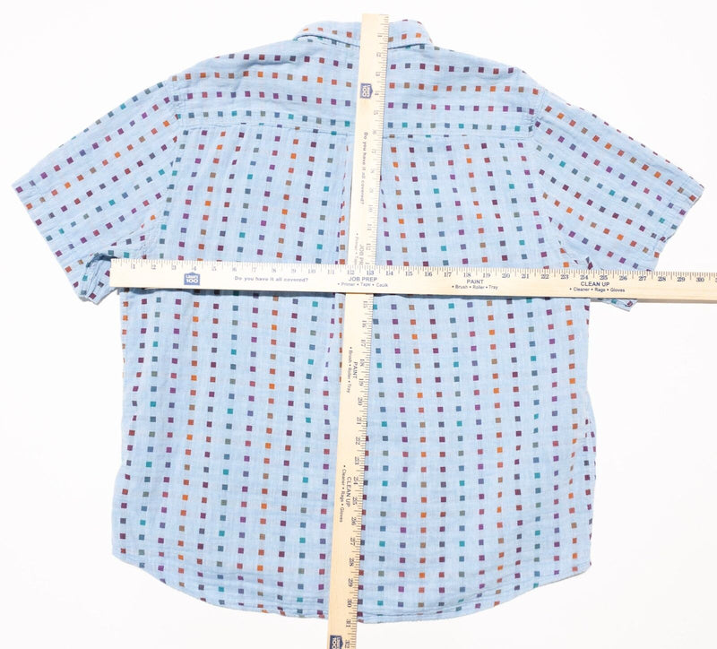 Carbon 2 Cobalt Shirt Men's XL Blue Colorful Check Button-Up Short Sleeve