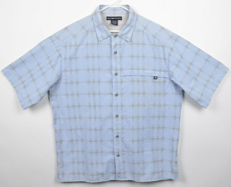 ExOfficio Men's XL Vented Blue Plaid Fishing Hiking Short Sleeve Button Shirt