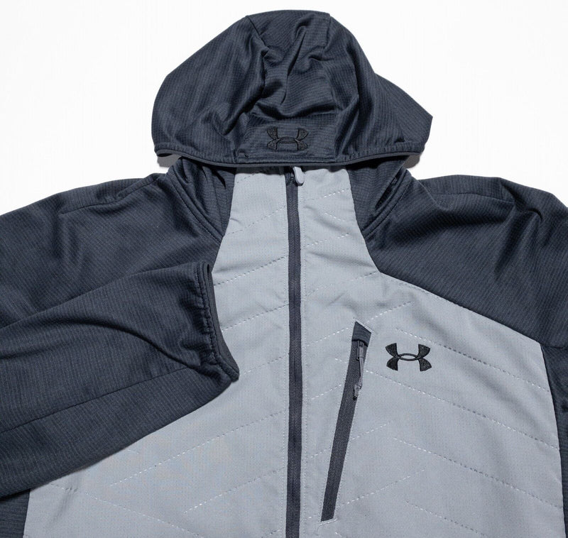 Under Armour Reactor Jacket Men's XL ColdGear Full Zip Hooded Gray Hybrid