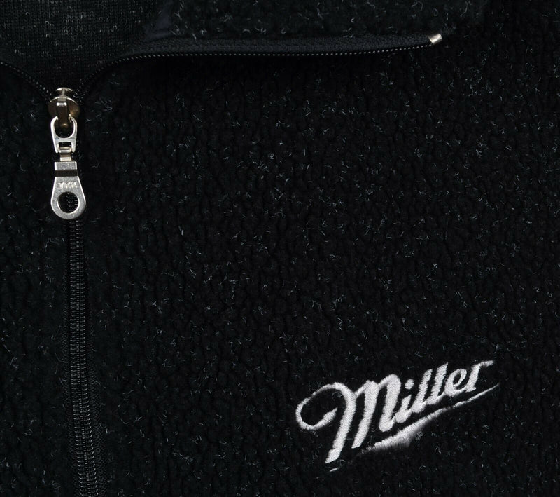 Vintage 90s Miller Beer Men's Large Fuzzy Fleece Sportsmaster Club Full Zip Vest
