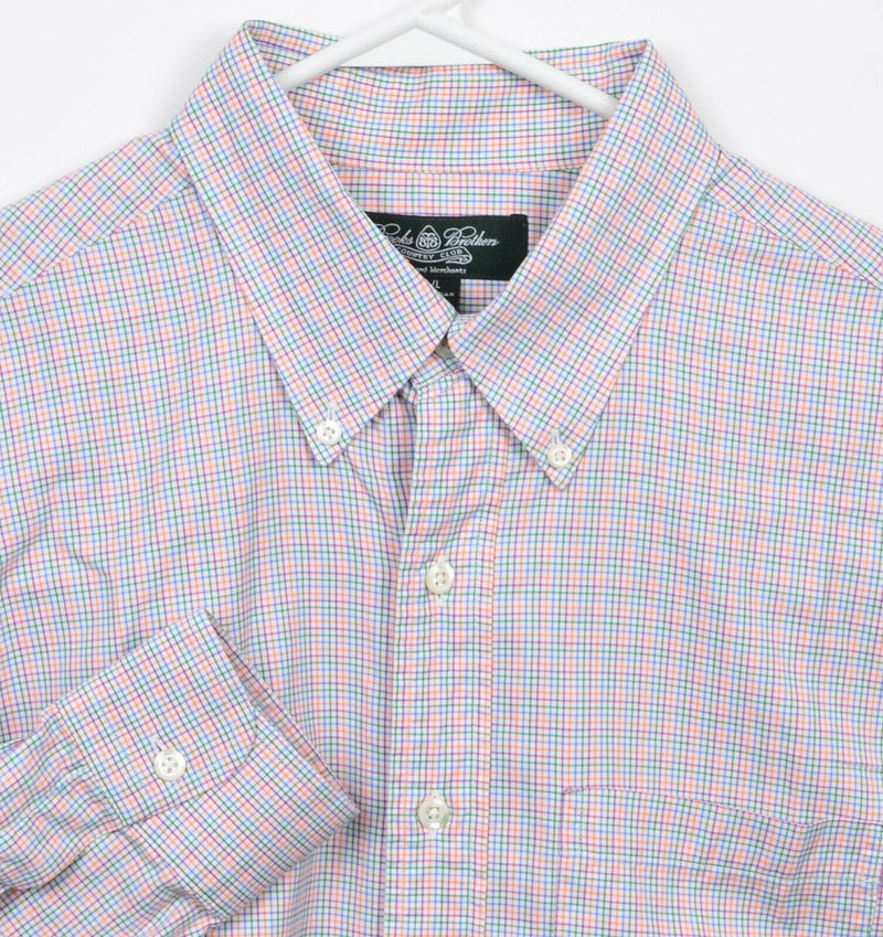 Brooks Brothers Country Club Men's XL Long Multi-Color Plaid Button-Down Shirt