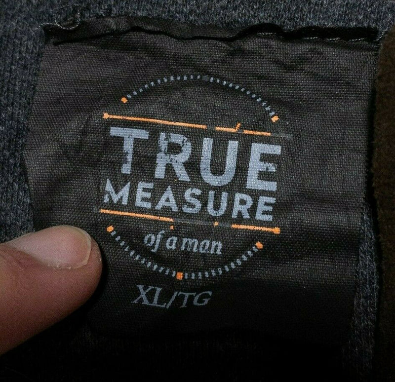 True Measure JL Powell Reversible Bird's Eye 1/4 Zip Sweater Charcoal Men's XL
