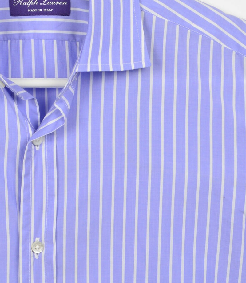 Ralph Lauren Purple Label Men's 15 Periwinkle Blue Striped Italian RLPL Shirt
