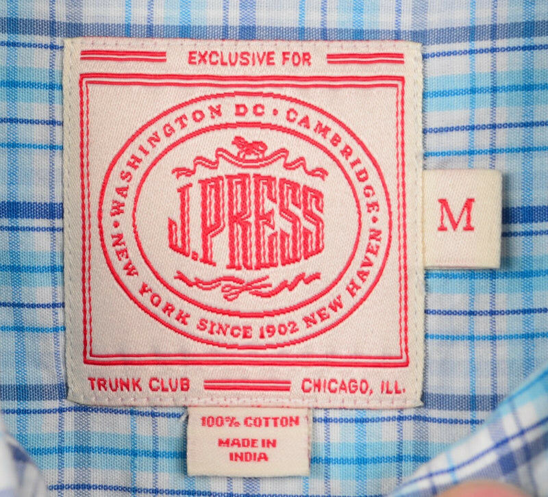 J. Press Men's Sz Medium Blue White Plaid Check Button-Down Trunk Club Shirt