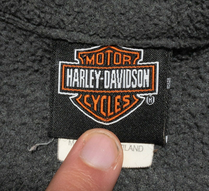 Harley-Davidson Fleece Jacket Gray Black 1/4 Zip Shield Logo Men's Medium