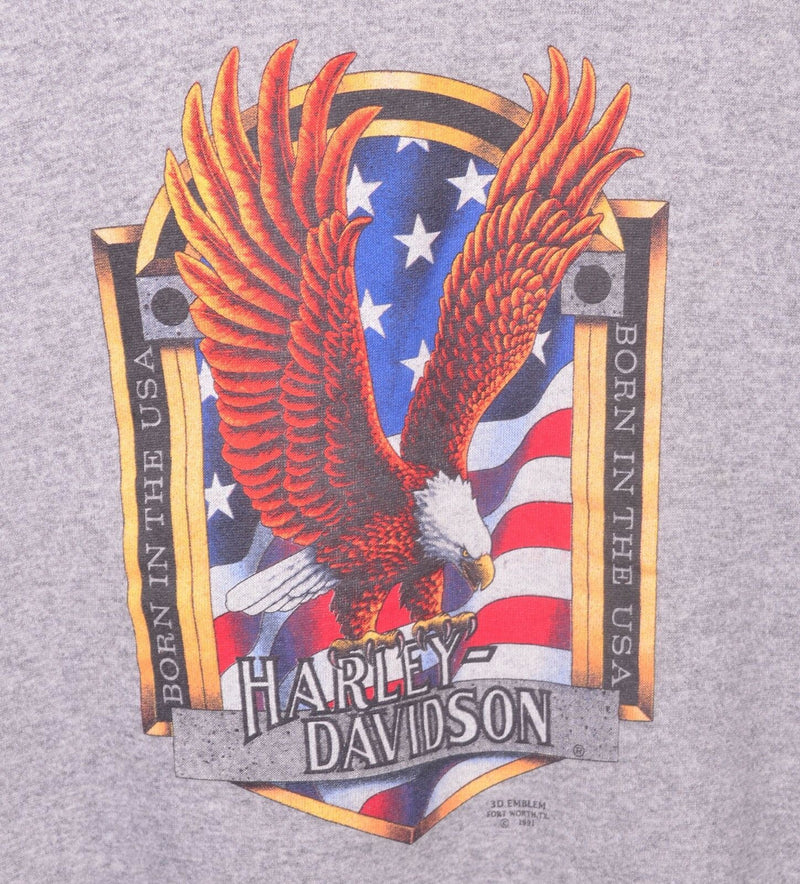 Vintage 1991 3D Emblem Men's Large Harley-Davidson Eagle Born in USA Sweatshirt