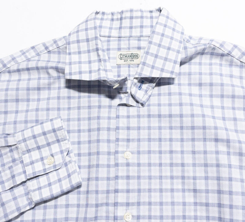 Gitman Bros. Shirt Men's XL Vintage USA White Blue Graph Check Long Sleeve