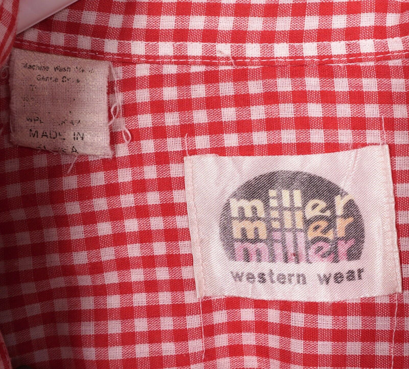 Miller Western Wear Men's 16.5 (Large) Pearl Snap Red Gingham Check Shirt