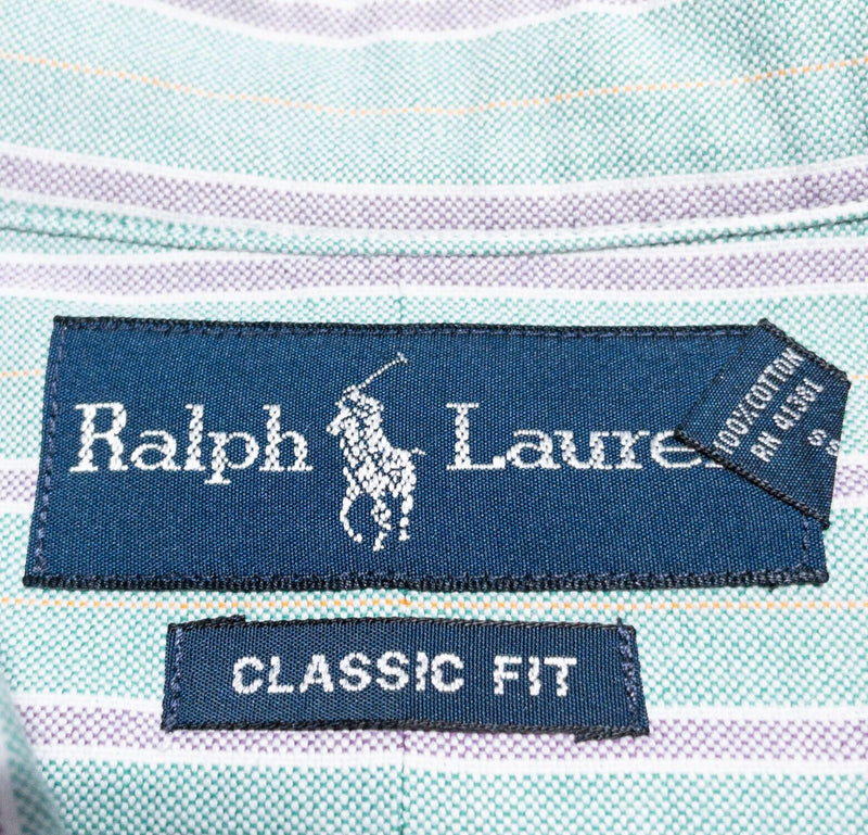 Polo Ralph Lauren Shirt Mens XL Classic Fit Long Sleeve Button-Down Green Stripe