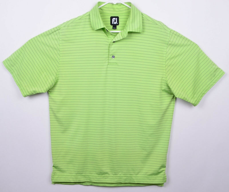 FootJoy Men's Sz Medium Green Striped FJ Performance Golf Polo Shirt