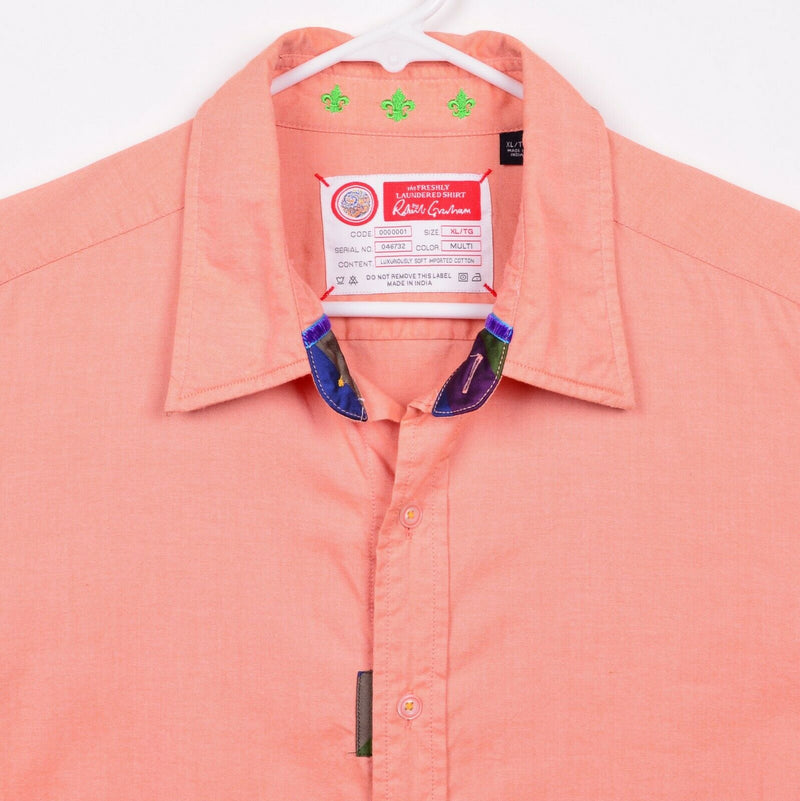 Robert Graham Men's XL Freshly Laundered Peach Orange Button-Front Shirt