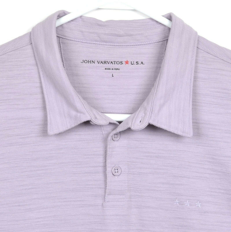 John Varvatos USA Men's Large Lavender Purple Three Stars Embroidered Polo Shirt