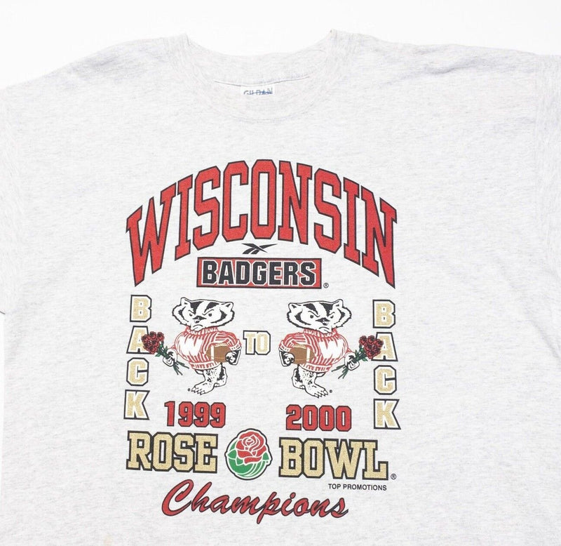 Wisconsin Badgers Rose Bowl T-Shirt XL Men's Vintage 90s Back to Back Champions