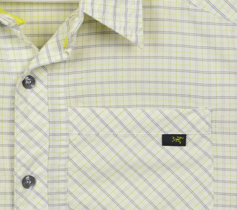 Arc'teryx Men's Medium? Yellow Plaid Cotton Blend Hiking Button-Front Shirt