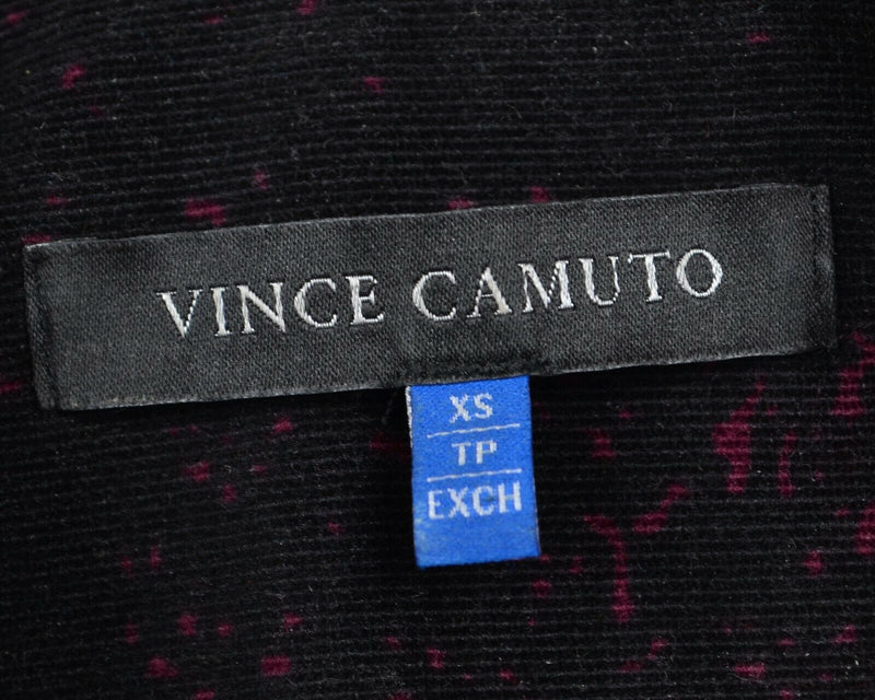 Vince Camuto Men's XS Snap-Front Black Burgundy Corduroy Abstract Shirt