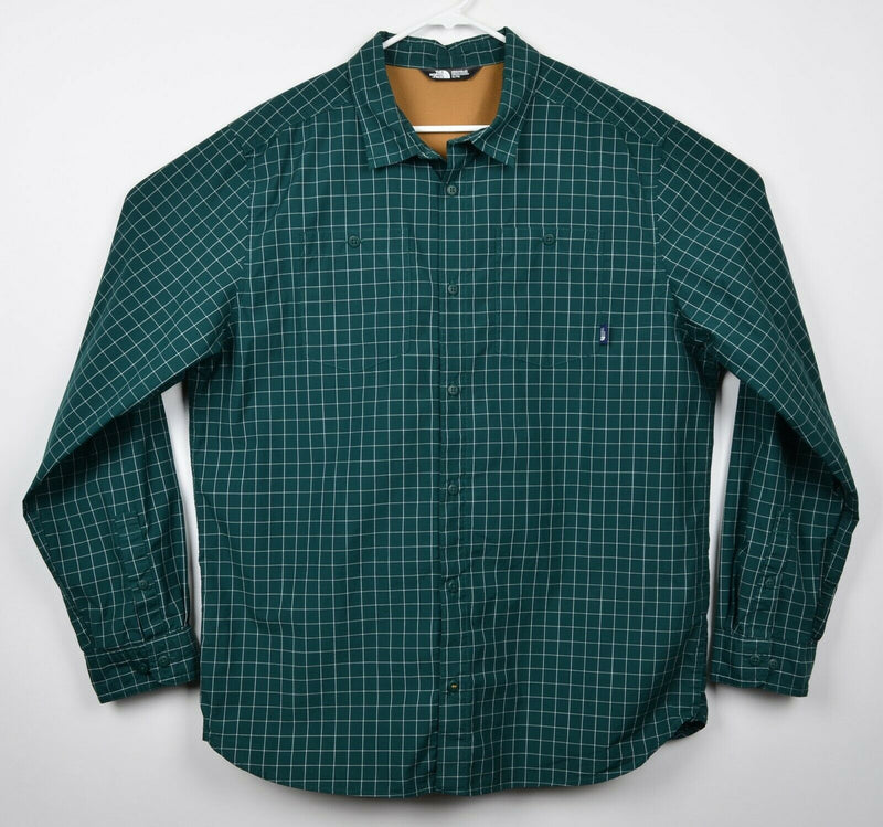 The North Face Men's Sz XL Vented Green Plaid Hiking Outdoors Long Sleeve Shirt