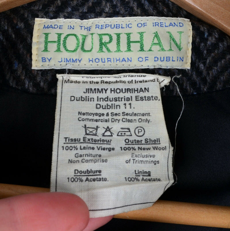 Jimmy Hourihan Donegal Tweed Gray Herringbone Wool Irish Vintage Coat Men's 38