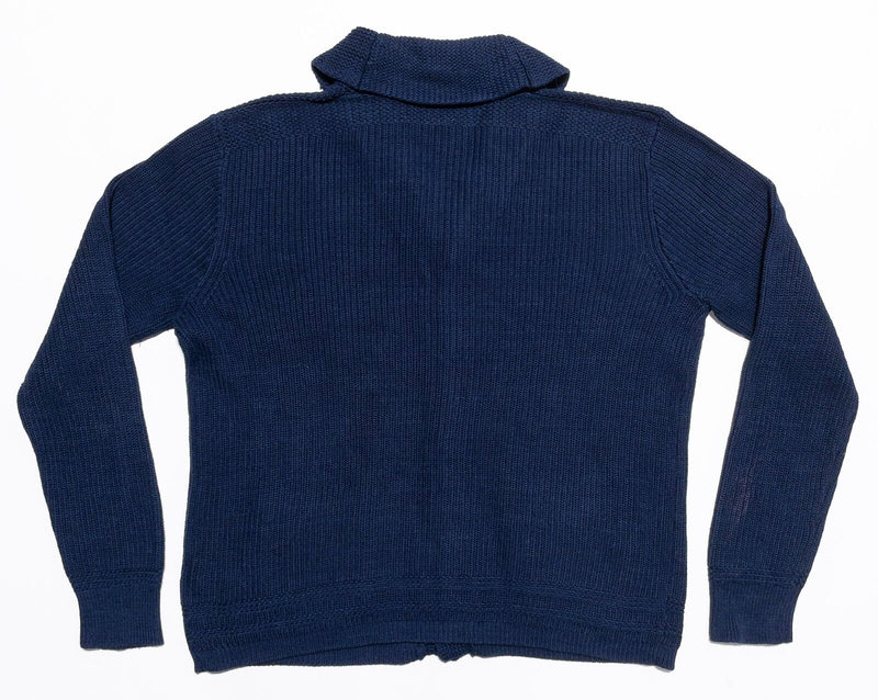 Polo Ralph Lauren Cardigan Sweater Men's XL Shawl Collar Knit Navy Blue Preppy