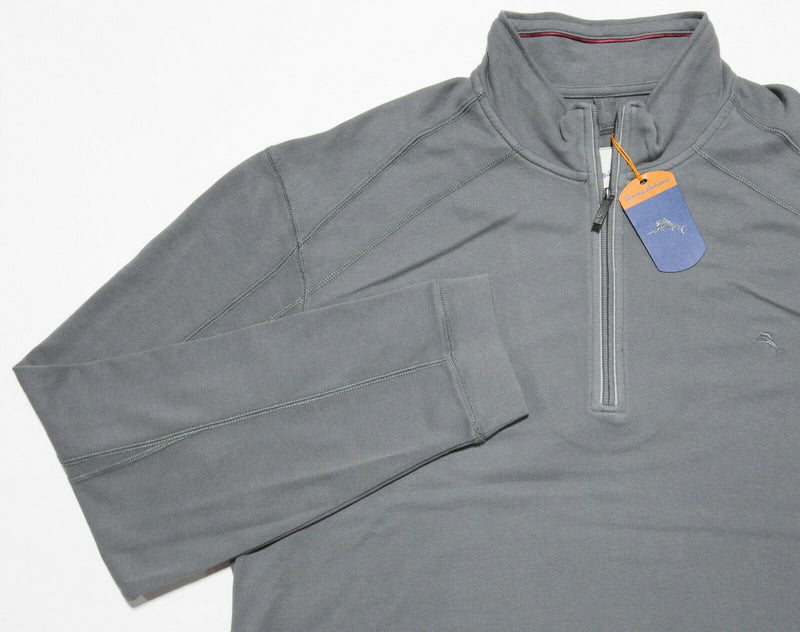 Tommy Bahama Men's 3XL Gray Marlin Logo 1/4 Zip Pullover Sweater Sweatshirt