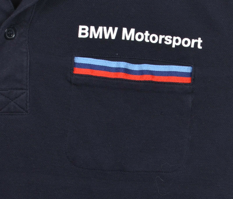 BMW Motorsport Men's Medium Puma Solid Navy Blue Logo Short Sleeve Polo Shirt