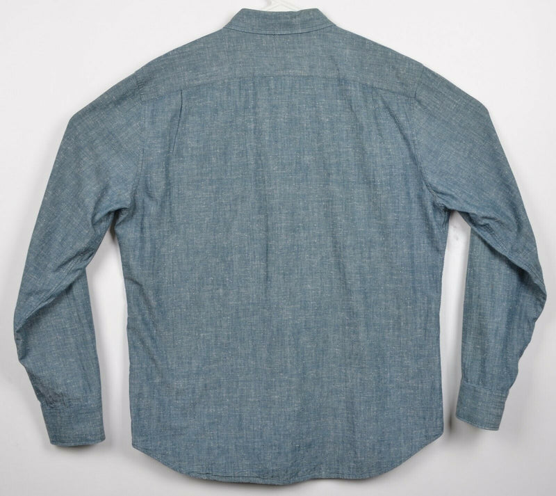 Bonobos Men's XL Slim Fit Blue/Green Chambray Long Sleeve Button-Front Shirt