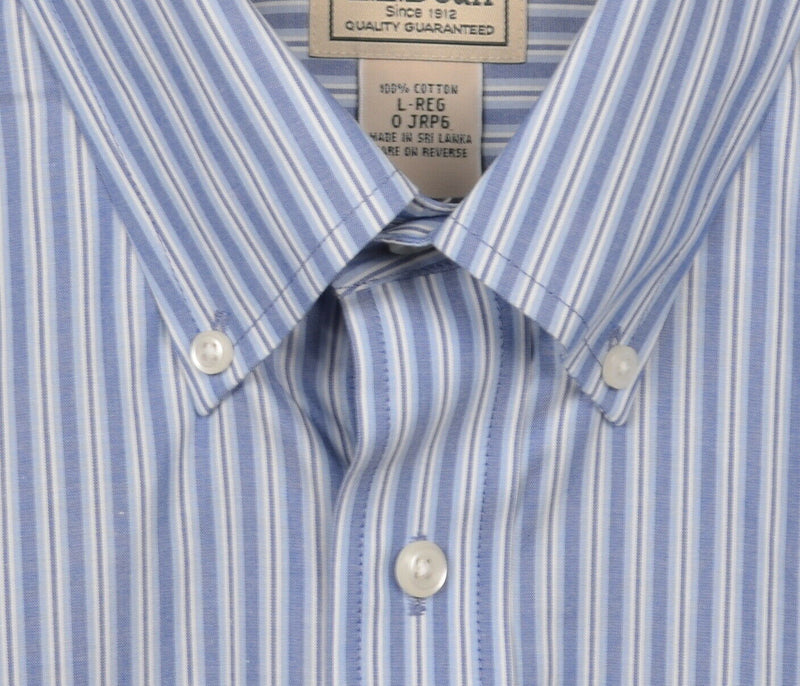 L.L. Bean Men's Large Wrinkle Resistant Blue Striped Button-Down Shirt