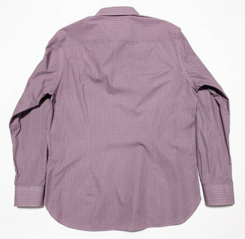 Ted Baker Dress Shirt Men's 16.5 Slim Fit Endurance Flip Cuff Purple Geometric