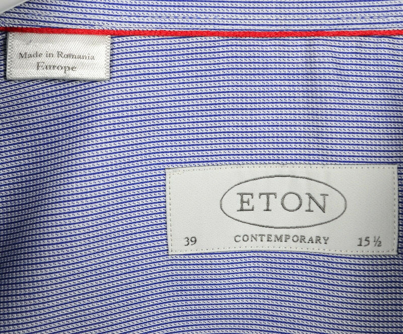 ETON Contemporary Men's 15.5/39 Blue Long Sleeve Button-Front Dress Shirt