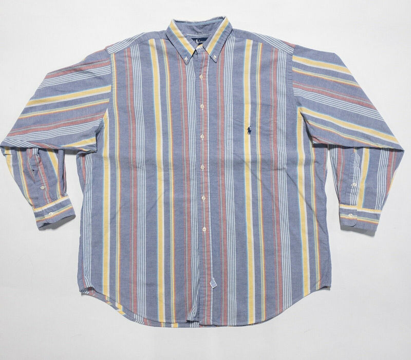 Polo Ralph Lauren Men's Large "The Big Shirt" Multi-Color Striped Oxford Shirt